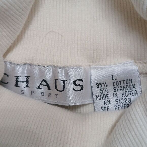 Chaus ivory colored ribbed long sleeve turtleneck  Sz L - Picture 5 of 5